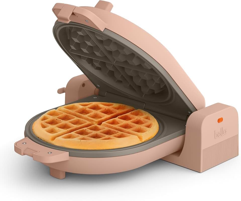 bella Fits-Anywhere™ Flip-n-Store Non-Toxic Belgian Waffle Maker, Blossom