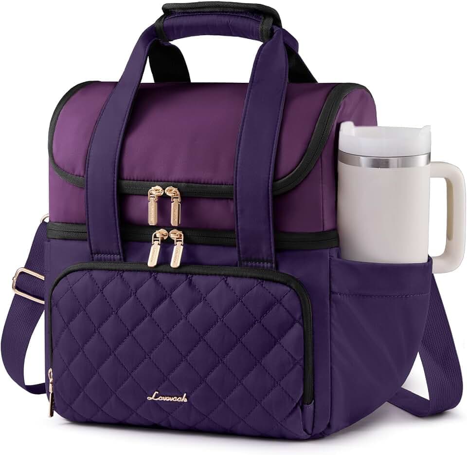LOVEVOOK Insulated Lunch Box for Women,Large Double Deck Adult Lunch Bag