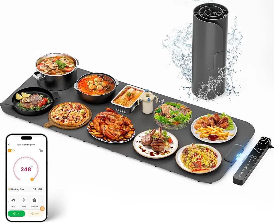 ๐ก๐ฒ๐๐ฒ๐๐ Warming Mat for Food XXL 37โx15โ Food Warming Mat 10s Fast Heating Pad APP Control Electric Warming Tray for Parties Buffet 99h Timer Portable Countertop Food Warmer