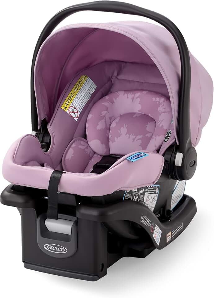 Graco SnugRide Lite LX Infant Car Seat, Lightweight Rear-Facing Seat for Babies 4–30 lb, 4-Position Adjustable Base, Latch Installation & ProtectPlus Engineered, Lilac Mod