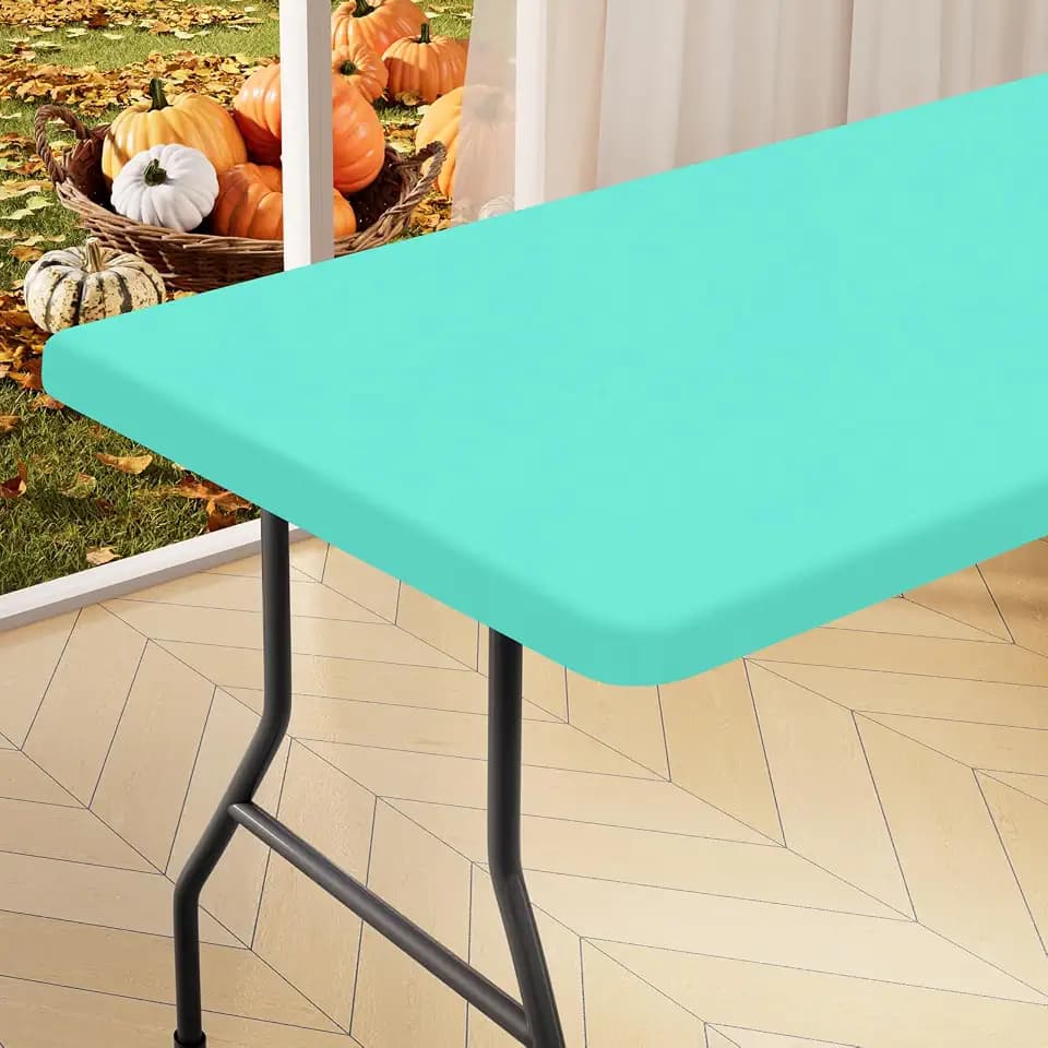 homing Rectangle Table Cloth Cover 6 Foot Aqua Elastic Fitted Tablecloth