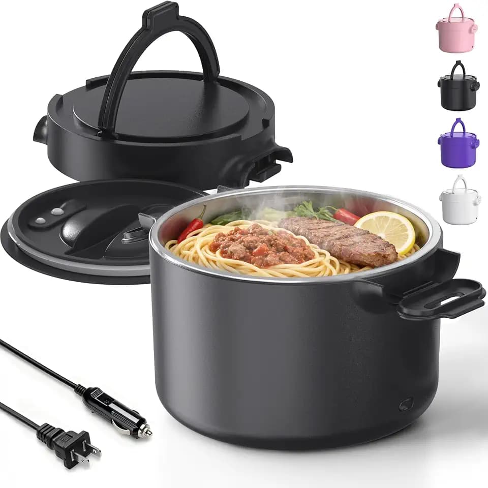 100W Electric Lunch Box, 33oz Portable Food Warmer Heater, Black