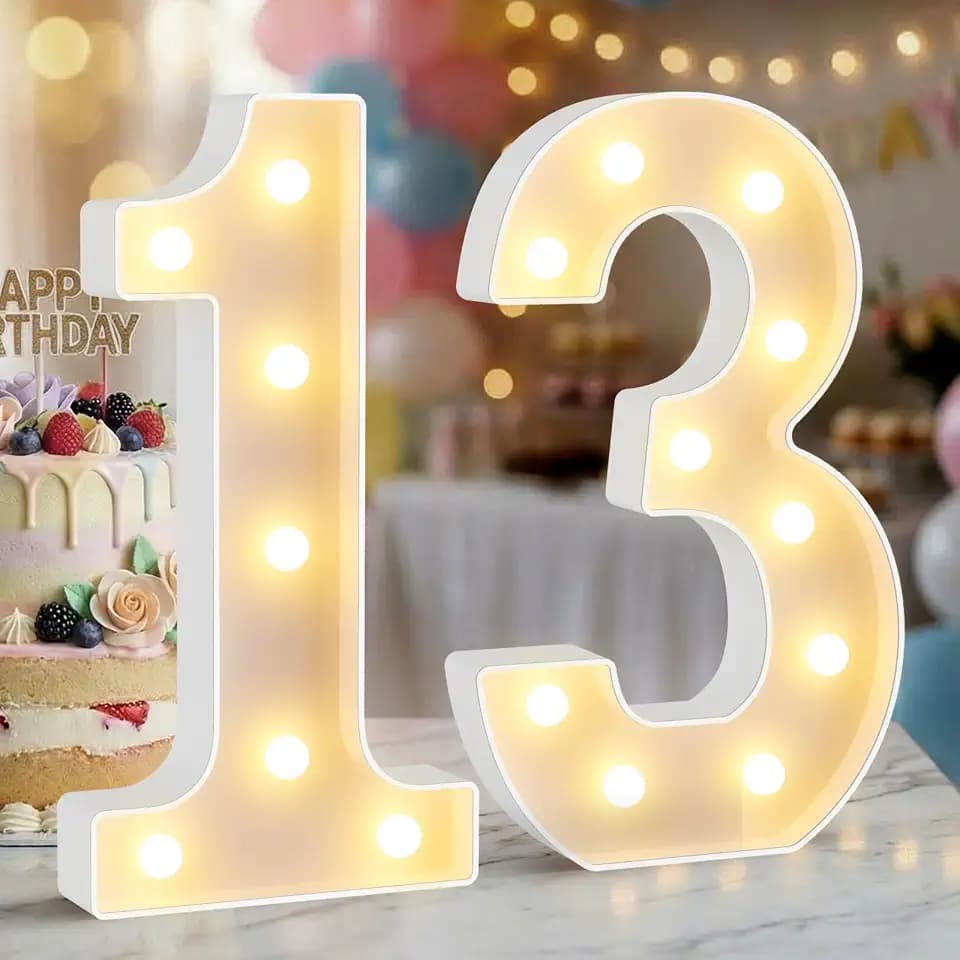 12.6 Inch Marquee Light Up Numbers 13 for Party Decorations