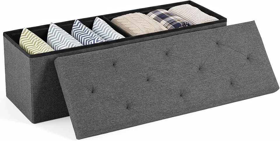 Sweetcrispy 43 Inch Folding Storage Ottoman Bench, Ottoman with Storage