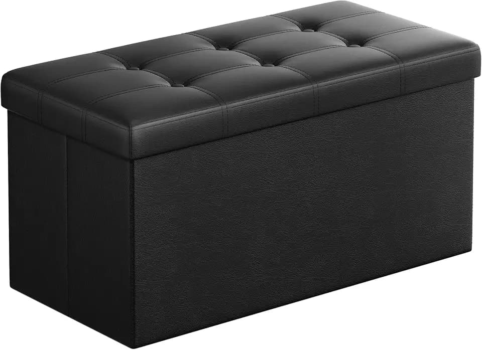 SONGMICS Storage Ottoman Bench, 30 Inches Folding Foot Rest Stool