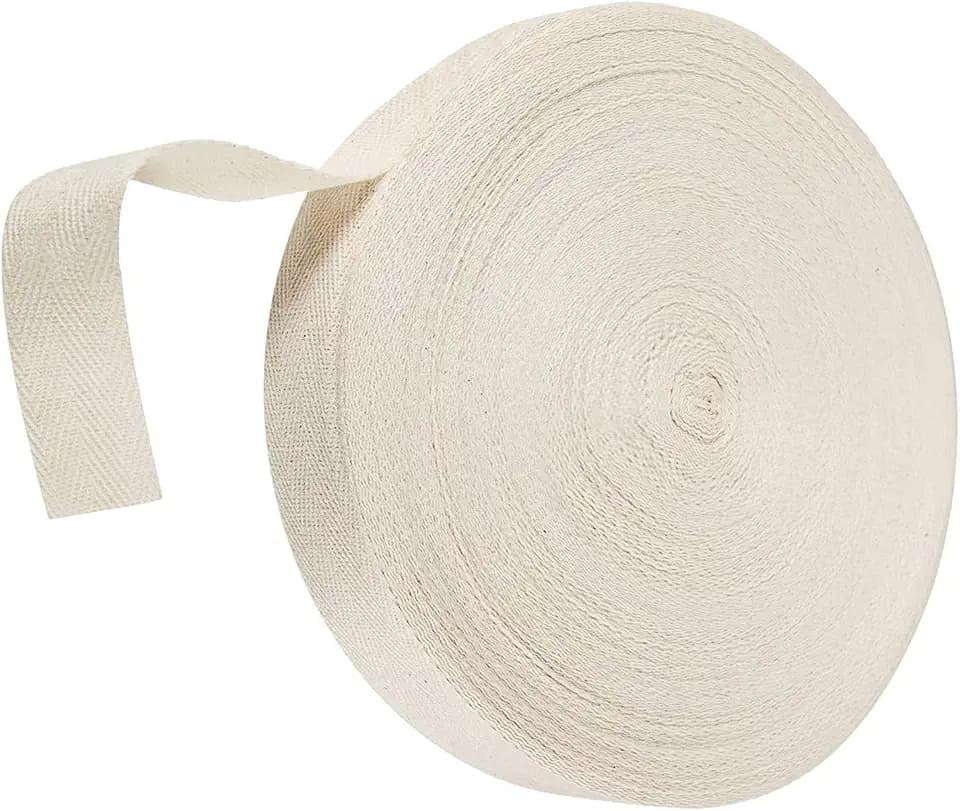 Abbaoww 55 Yards Cotton Twill Tape Ribbon 1 Inch for DIY Sewing, Natural