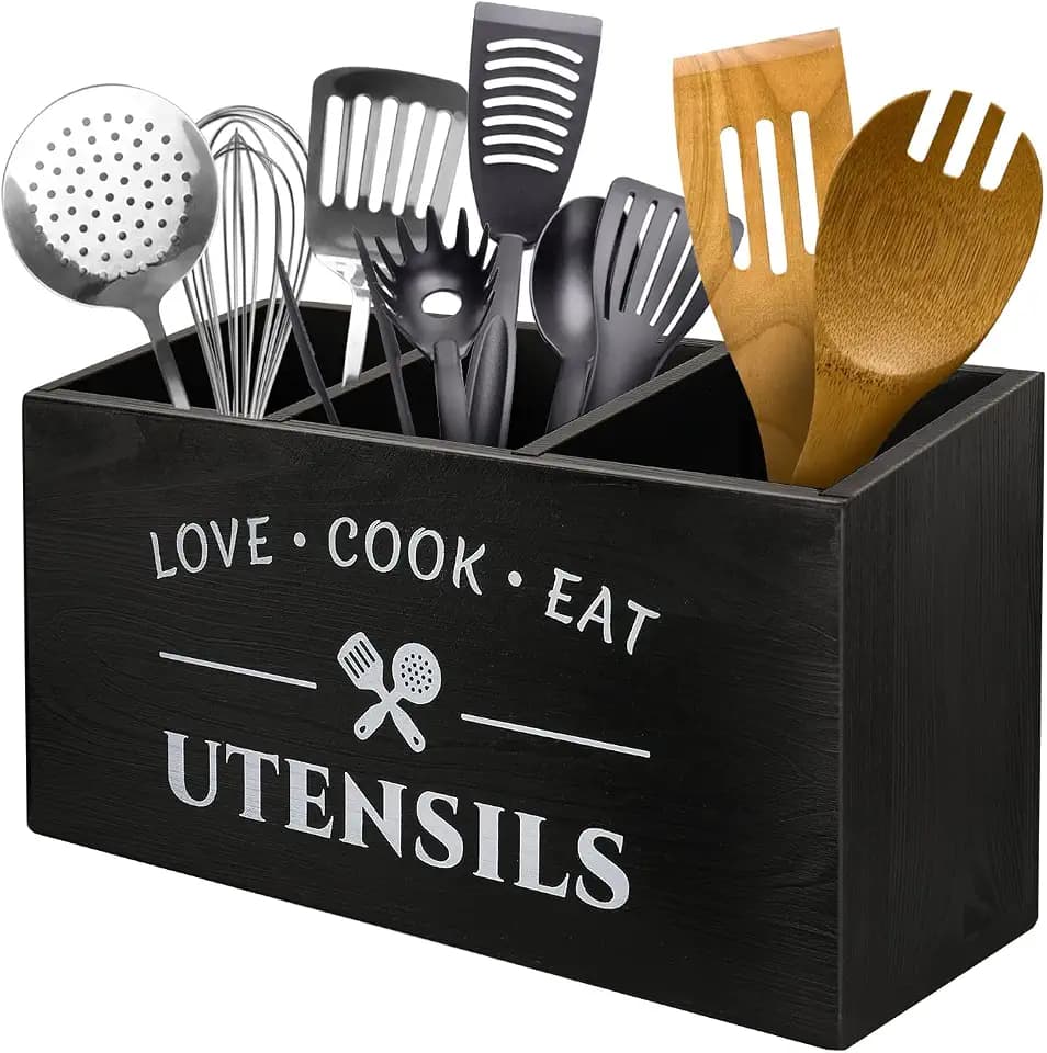 MINCORD Wooden Kitchen Utensil Holder for Countertop