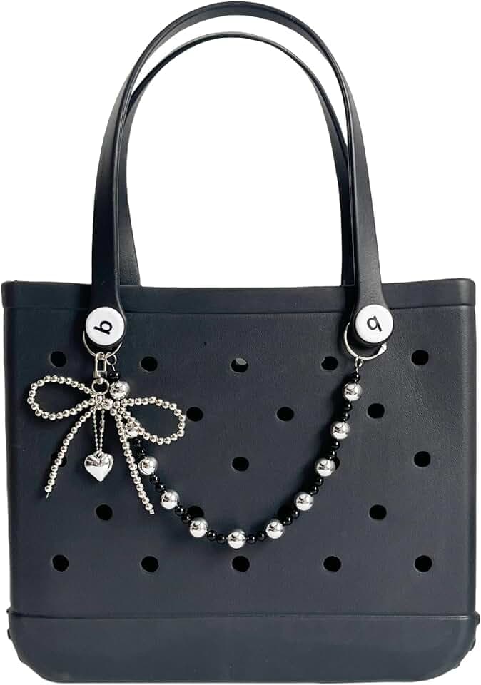 QTMY Bow Beaded Charms for Bogg Bag Accessories Rubber Beach Bag, Boho Purse Charms,811