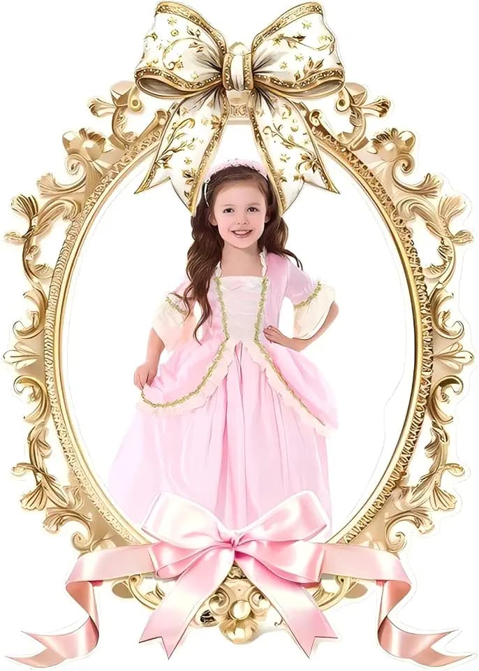 47" Bow Mirror Cardboard Princess Castle Photo Booth Props Life Size Cardboard Cutout Standup Castle Photography Background for Princess Birthday Party Decoration