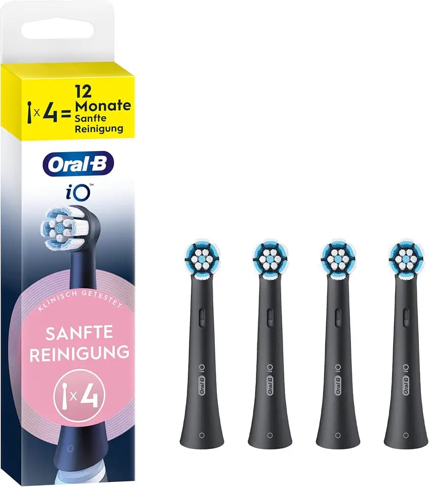 Oral-B iO Aufsteckbürsten Sanfte Reinigung, Schwarz, 4 Stück