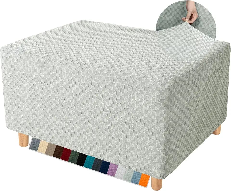 YEMYHOM Ottoman Cover Latest Jacquard Design High Stretch Folding Storage Footstool Protector Rectangle Removable Slipcover (Ottoman X-Large, Ivory)