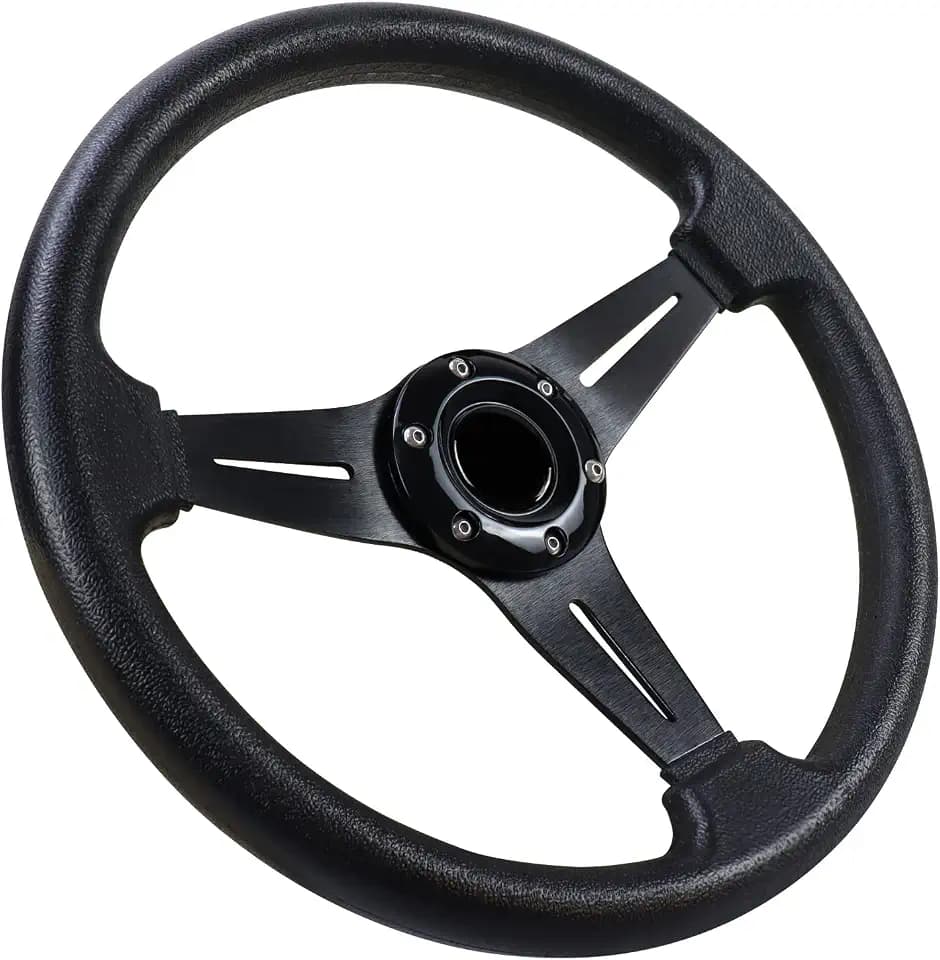 Universal Rennlenkrad, Drifting-Lenkrad,Gaming Lenkrad 13.6" 6 Bolzen Griff Vinyl Leder mit Horn Taste für Rennen/Rallye/Motorsport/Auto Sim Fahren (Schwarz)