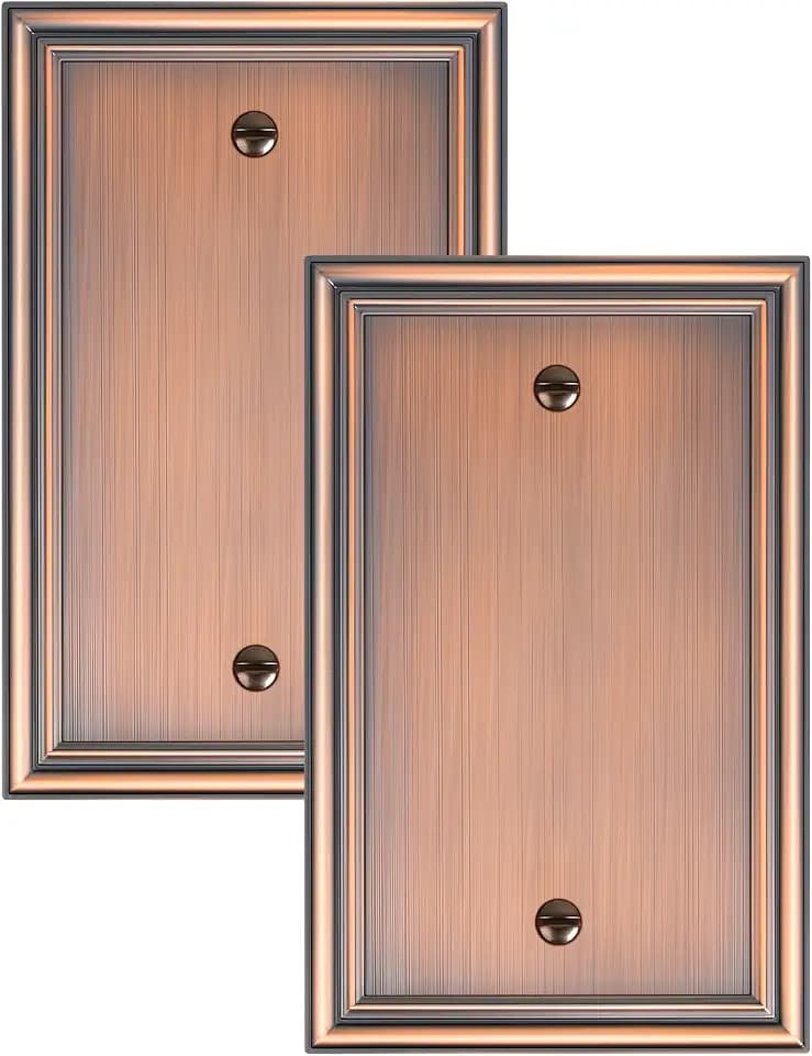 2-Pack Zinc Alloy Single Blank Wall Plates, Solid Switch Covers