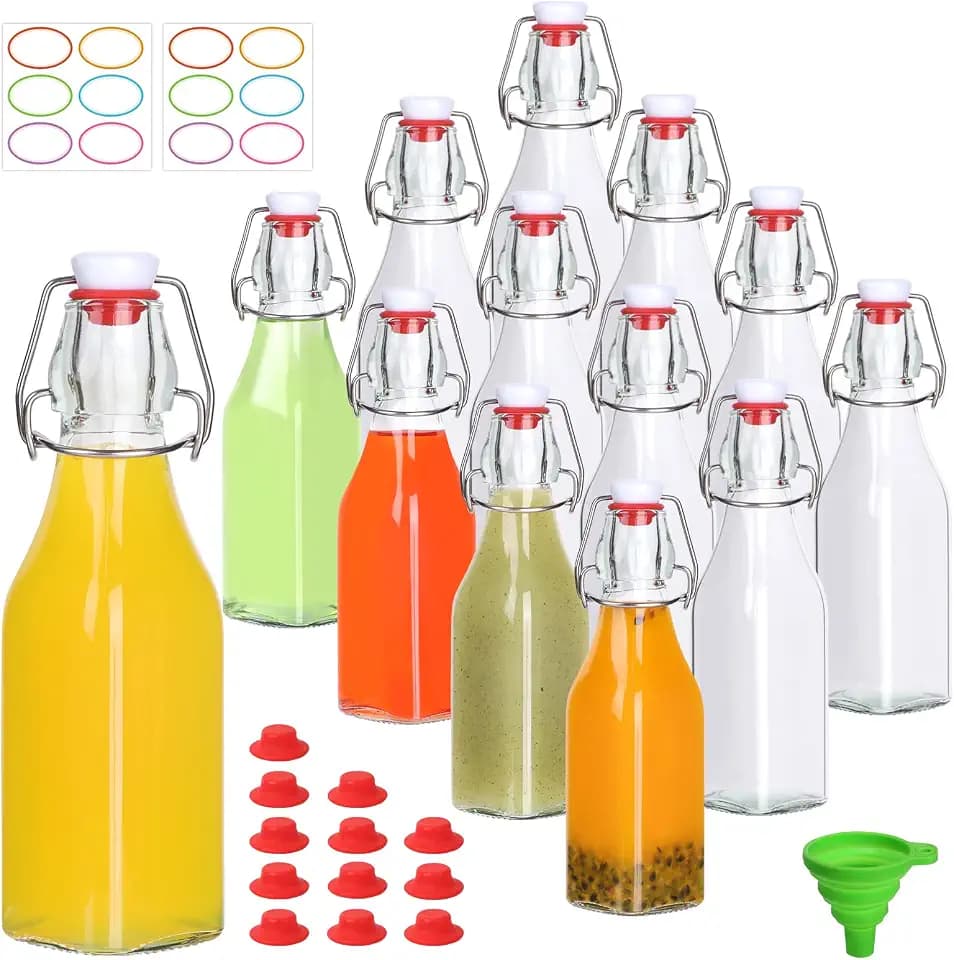 12 Pack 8oz Swing Top Glass Bottles, Flip Top Glass Bottle