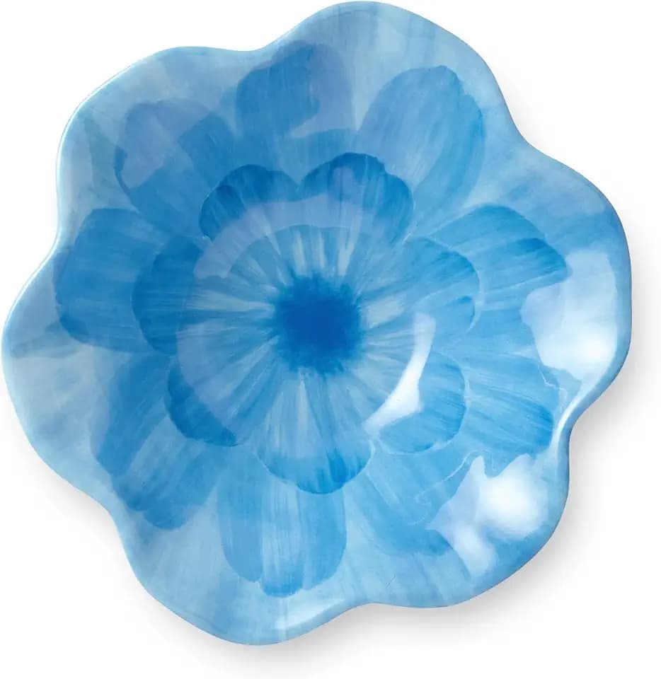 Certified International Wildflower Blue Melamine 3-D Floral All-Purpose Bowls, Set of 4, 7.5-Inch, Versatile for Soups, Salads, or Snacks, Great for Casual Meals and Entertaining Guests