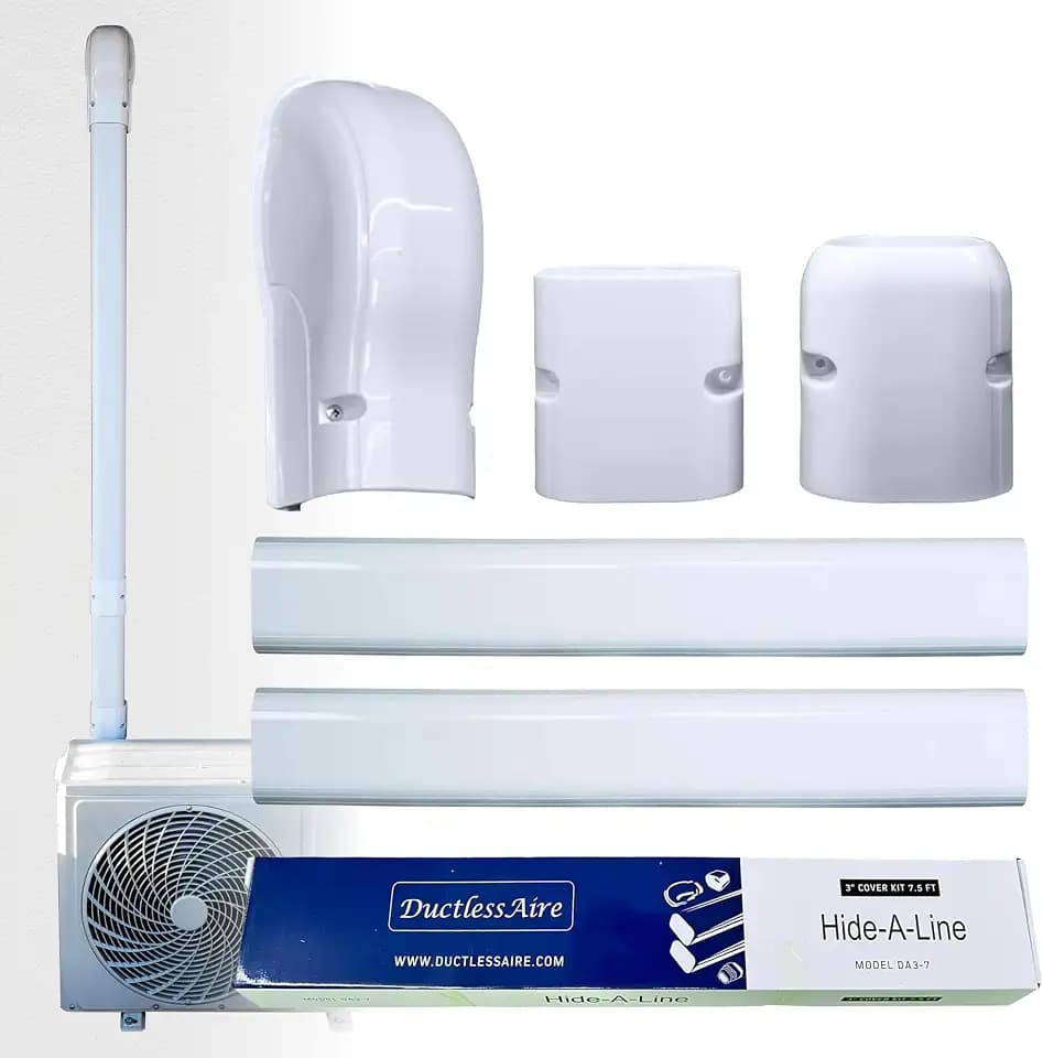 Ductless HVAC Mini Split Line Set Cover - for AC Line Cover (White 3x7.5ft)