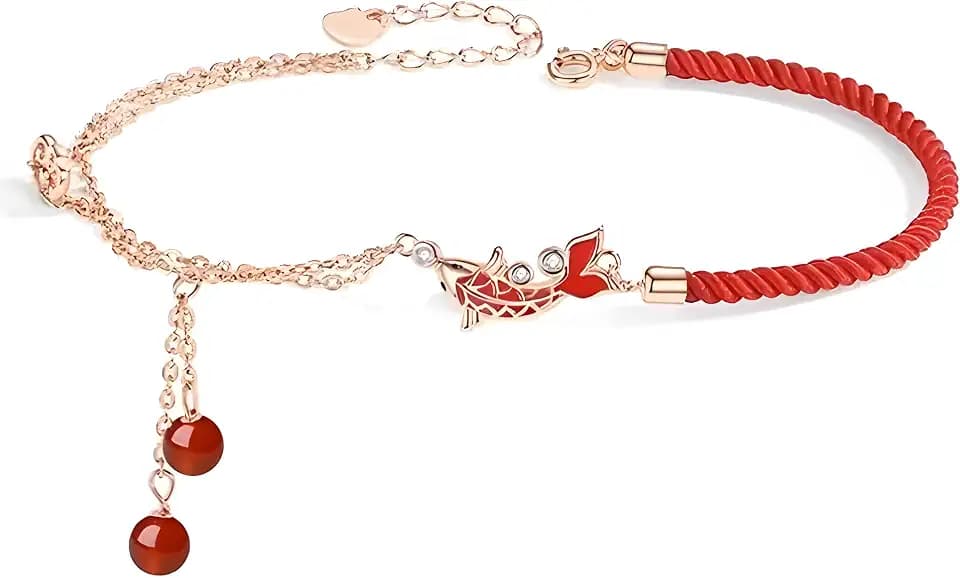 Peach Blossom Red Cord Bracelet - Symbolic Blessings and Good Fortune, Japanese Lucky Charm Bracelet, Signifying Abundant Happiness, Birthday Valentine's Day Housewarming Gift