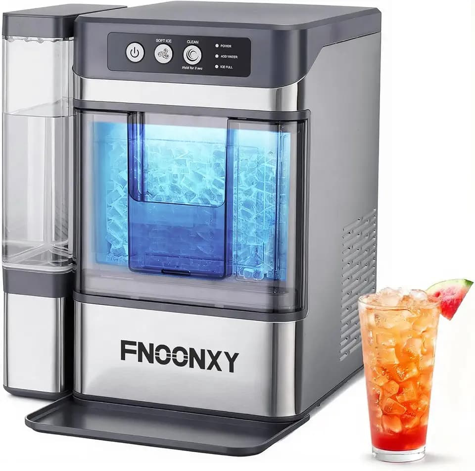 Nugget Ice Maker Countertop,44 lbs/24h Chewable Pellet Ice Machine with 4.5L Side Water Tank,6-8 Mins Fast Ice Making,One-Touch Self-Cleaning,Portable with Ice Scoop for Home,Office & Bar