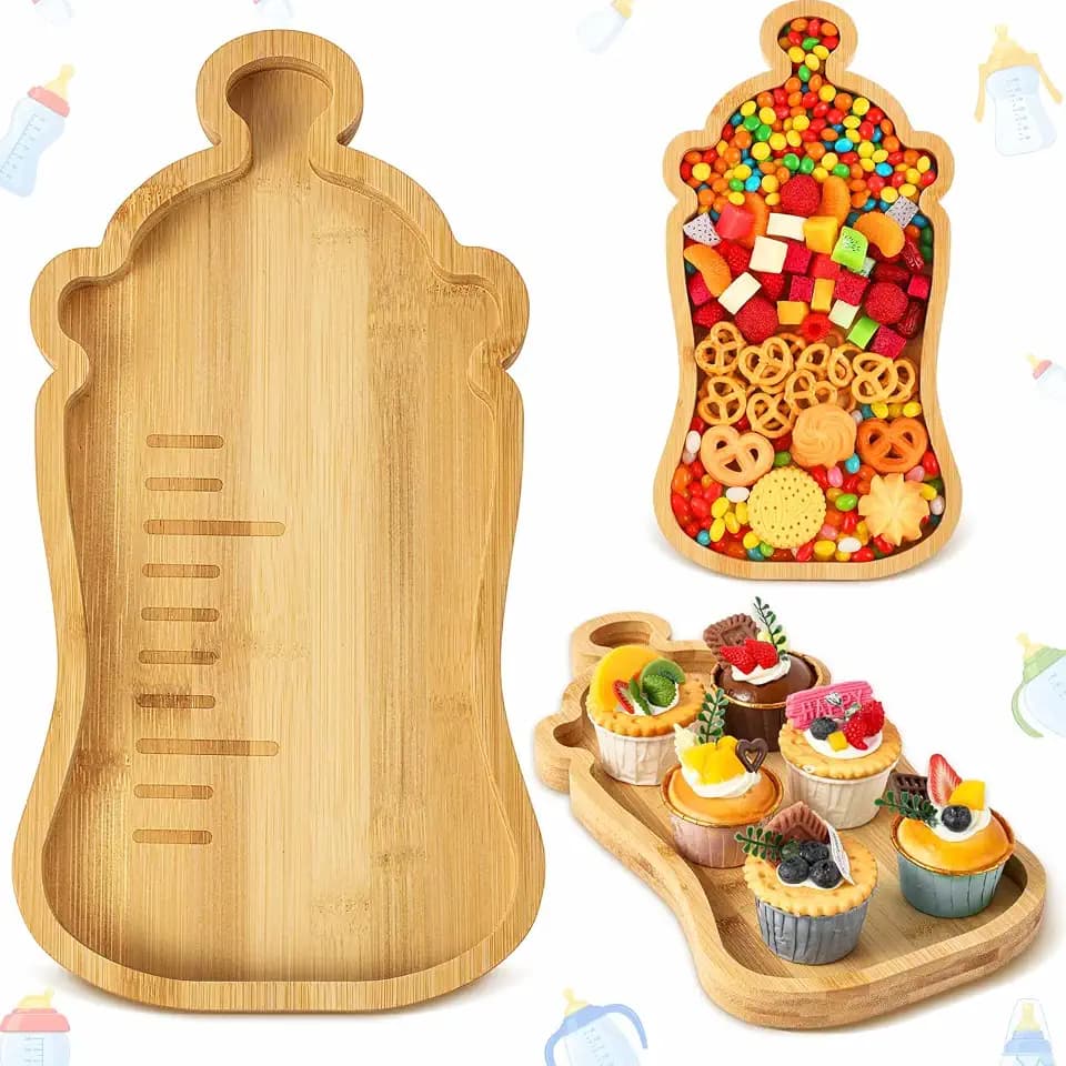 Willinglong Baby Shower Charcuterie Board Milk Bottle Wooden Serving Tray