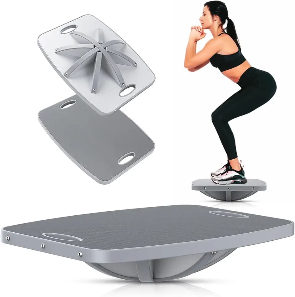 Professional Wooden Balance Board, 360 Degree Portable Wobble Board with Comfortable Surface, Standing Desk Rocker Board for Physical Therapy, Core Strength Stability Training