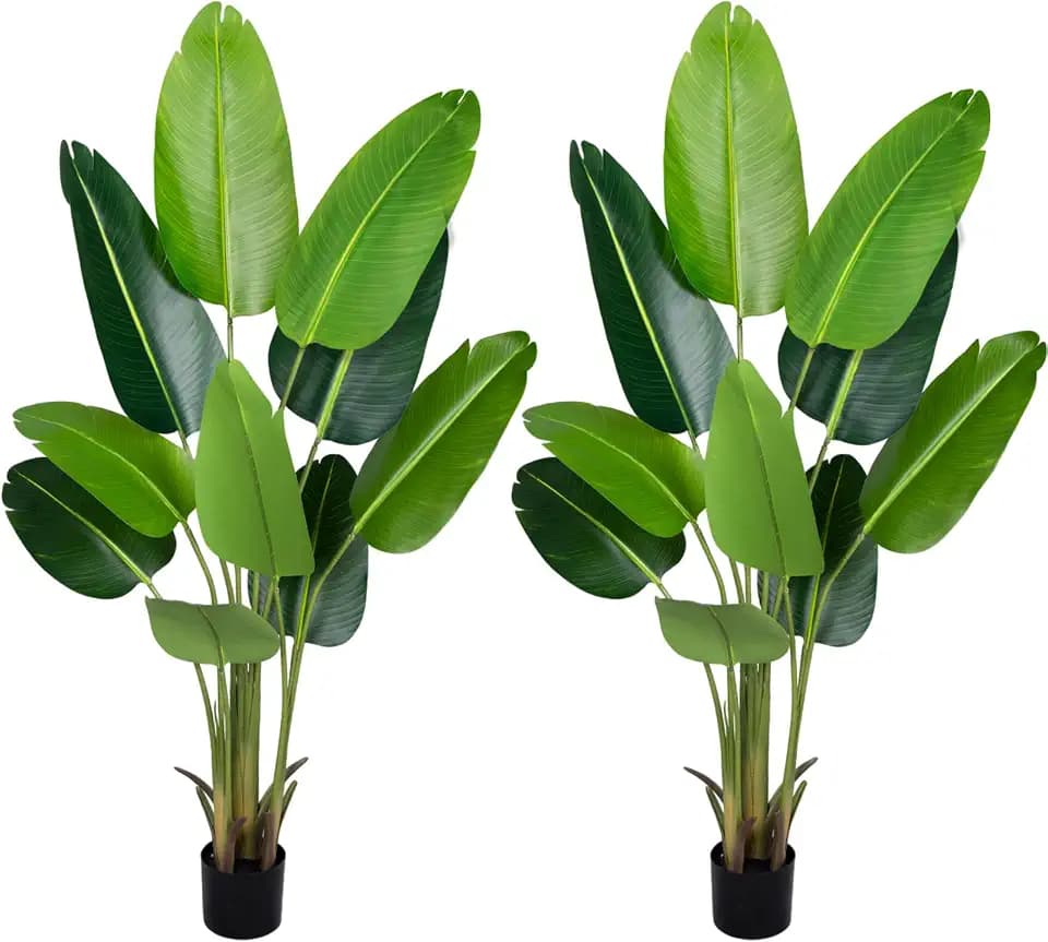 Artificial Bird of Paradise Plant,5.2Ft Faux Banana Tree 2Pack