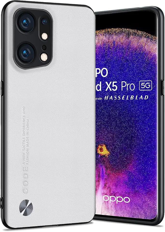 für Oppo Find X5 Pro 5G Hülle, weiche TPU-Kunstlederhülle,Extrem leichte Ultraleichte Kameraschutzhülle aus Leder für Oppo Find X5 Pro (Weiß)