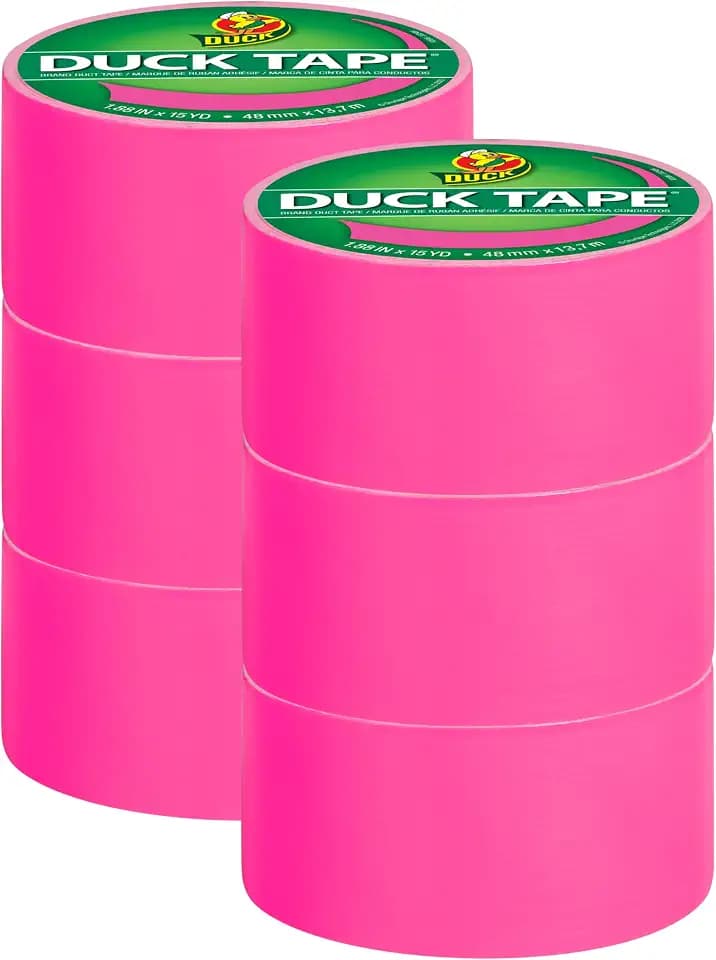 Duck Tape Brand Color Duct Tape, 1.88 in x 15 Yds, Neon Pink Project Pack