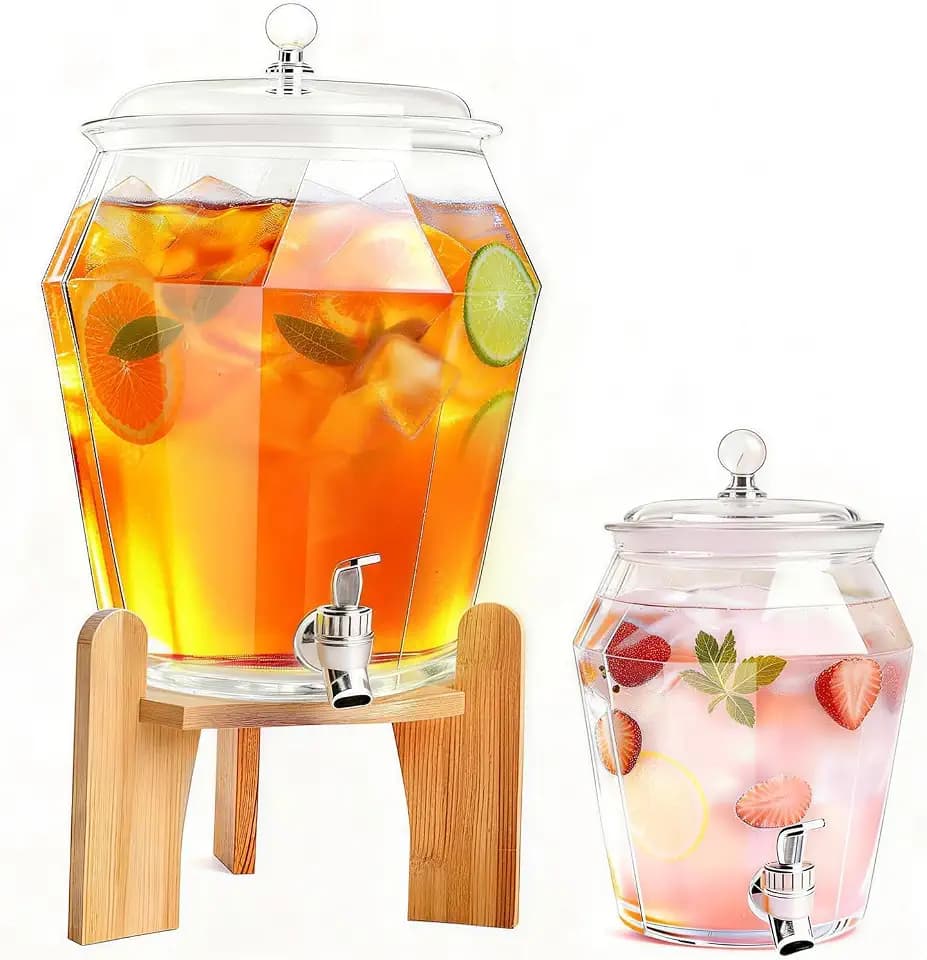 2 PCS Drink Dispenser Set, (1.85 & 0.69 Gal) 2.5 Gallon Capacity