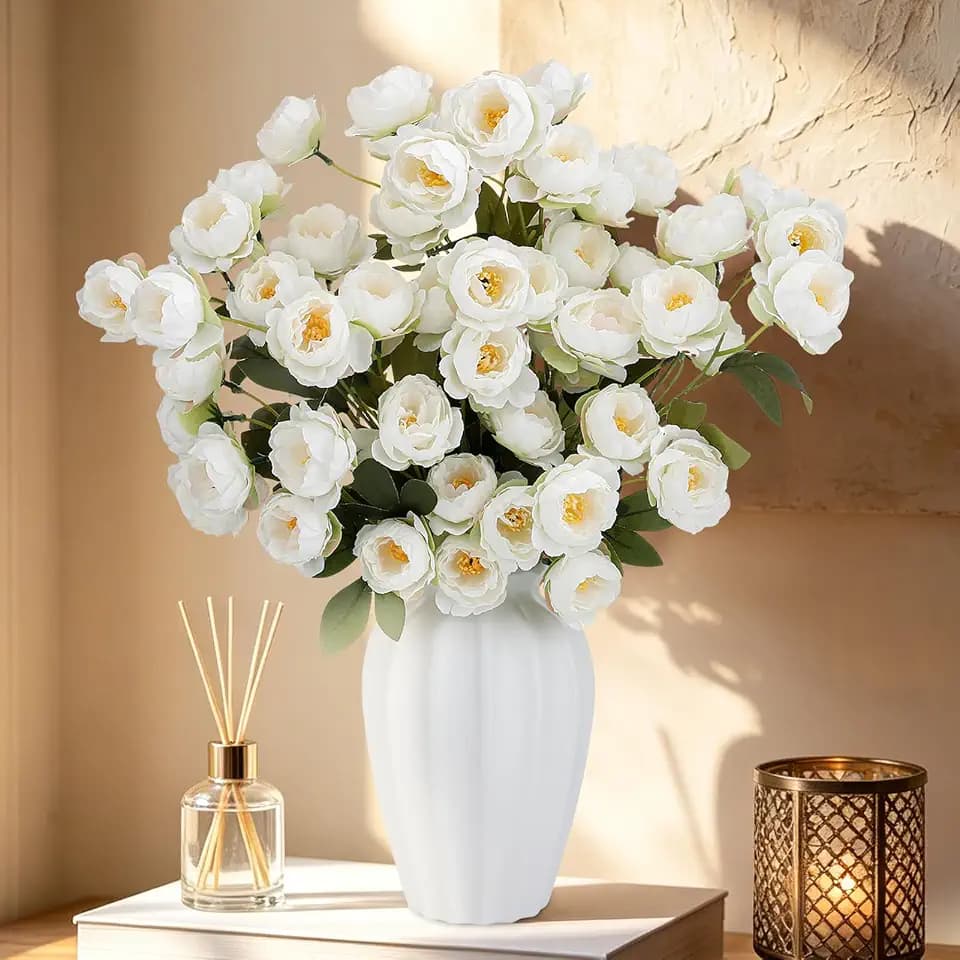 8 Pack Artificial Peonies for Vase, 31 Inch Long Stem Fake Peony