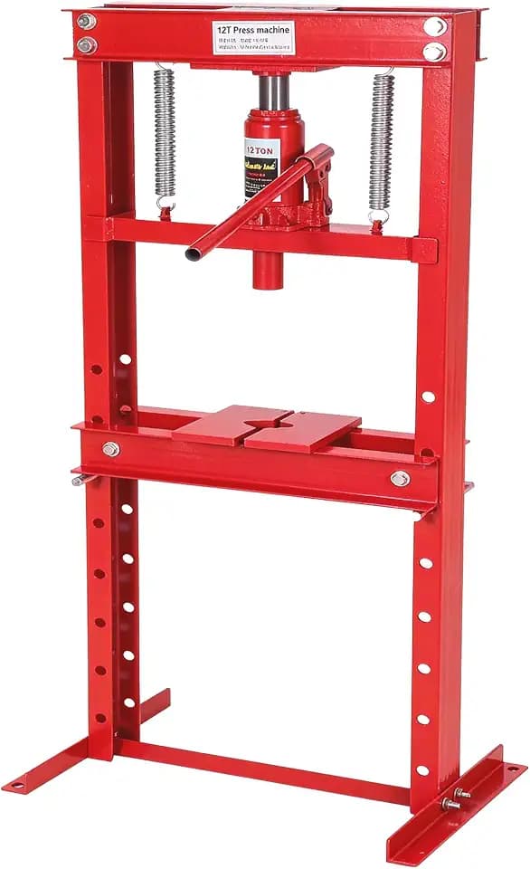 Hydraulic Press, Heavy Duty 12 Ton H-Frame Garage Hydraulic Shop Press, Adjustable Worktable & Plates, for Metal Bending, Straightening