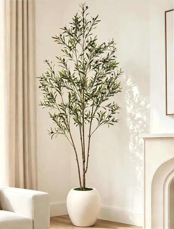 Olive Tree 7 ft with Large Pot: Tall Artificial Indoor Plants