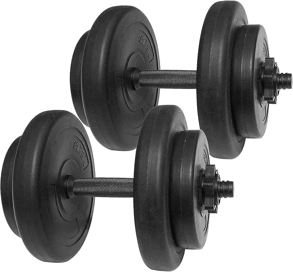 Fitvids Contoured Handle Cast Iron Adjustable Dumbbell Weight Set, 40-Pound Pair, 105-Pound Pair, 200-Pound Pair