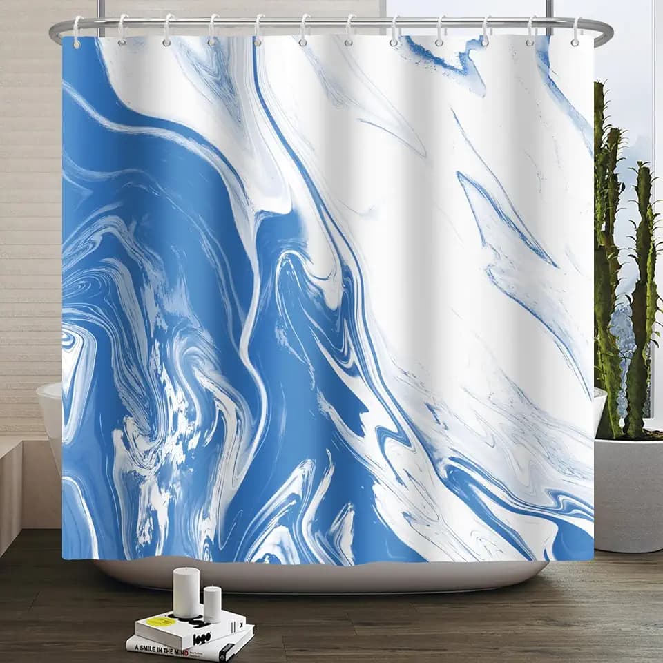 Blue Marble Shower Curtain Modern Abstract