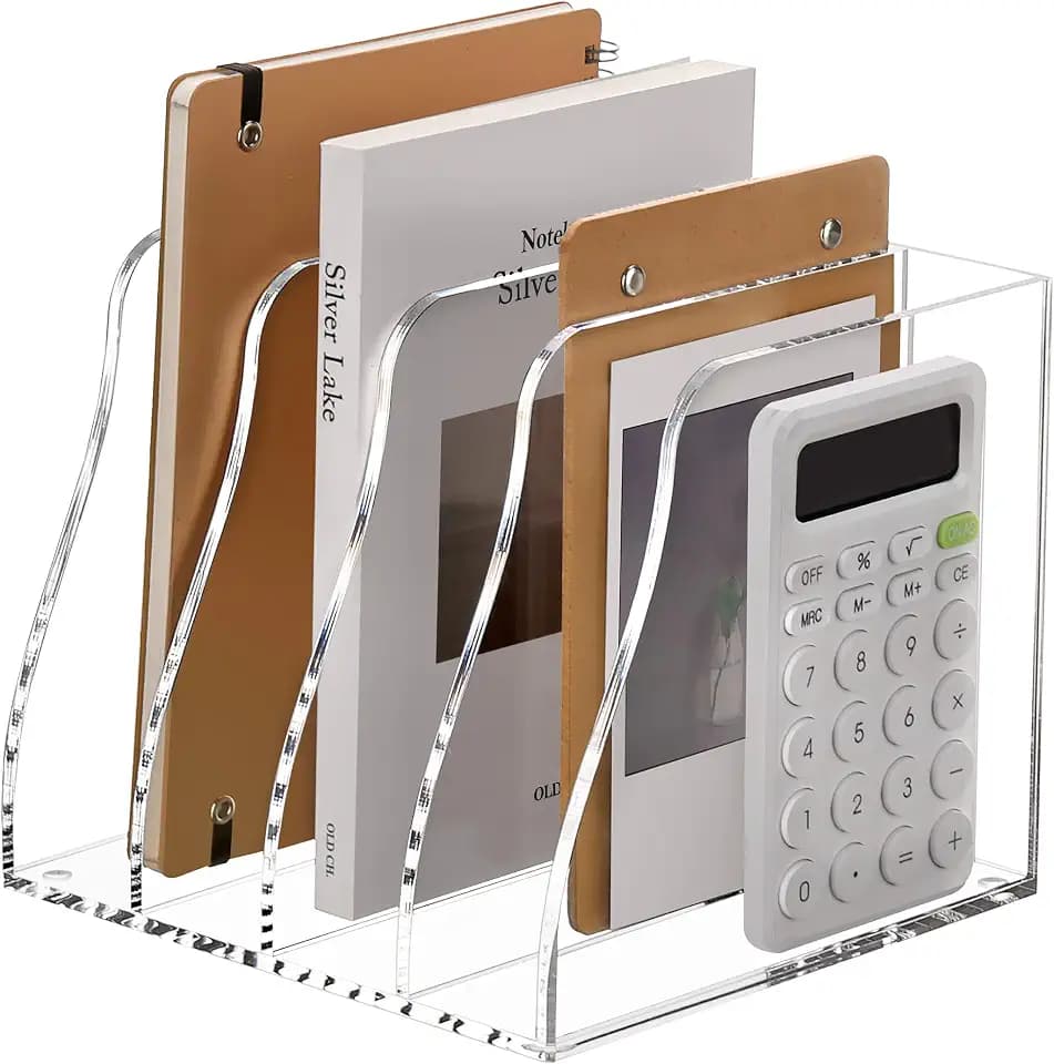 SANRUI Acrylic Desk Magazine Holder File Organizer Sorter,4 Slot Clear