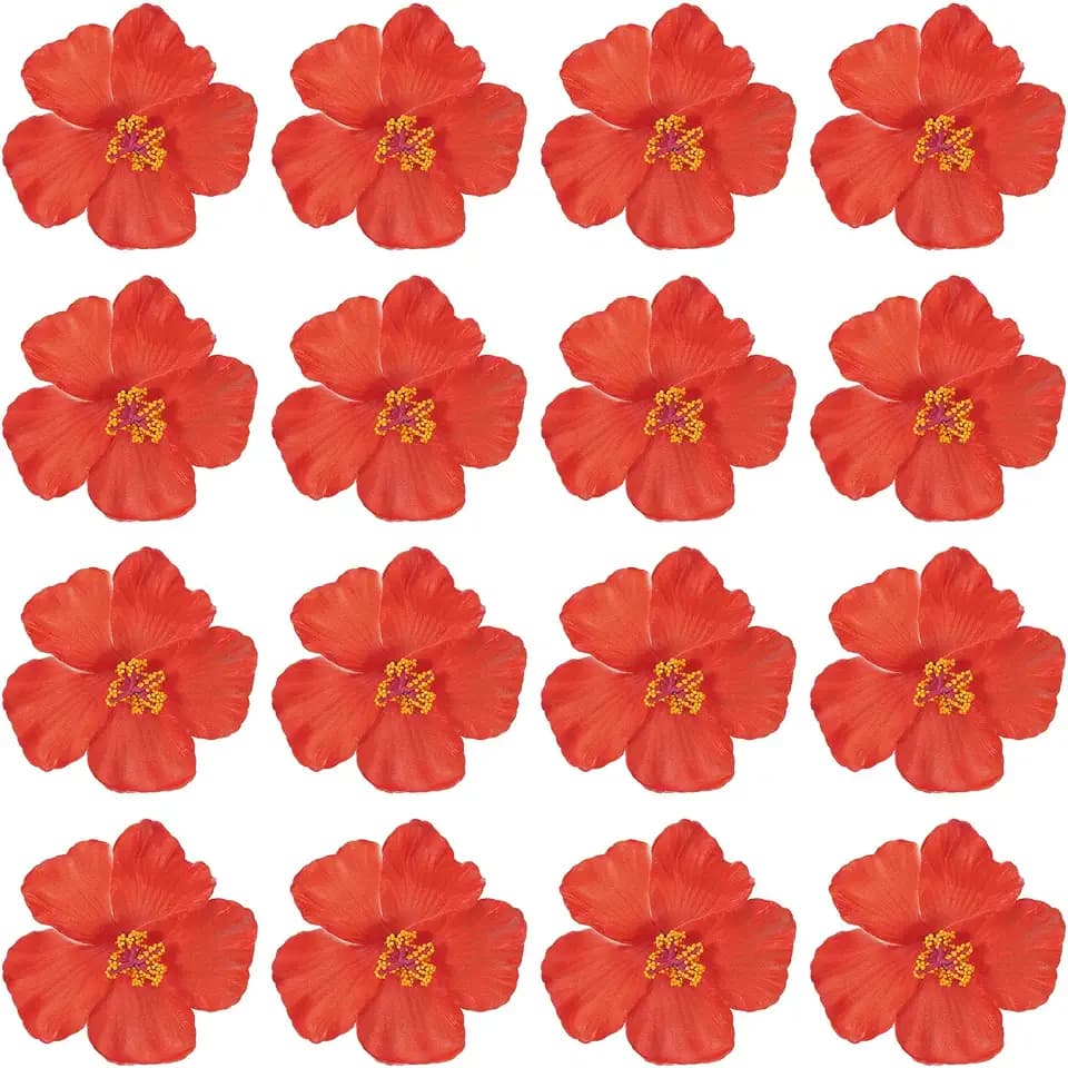 PATIKIL Hawaiian Hibiscus Flowers, 16 Pack Artificial Flowers, Red