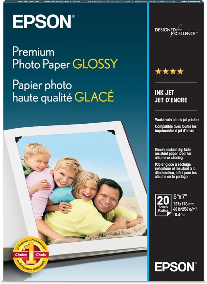 Epson Premium Photo Paper Glossy 5x7 20 sheets S041464