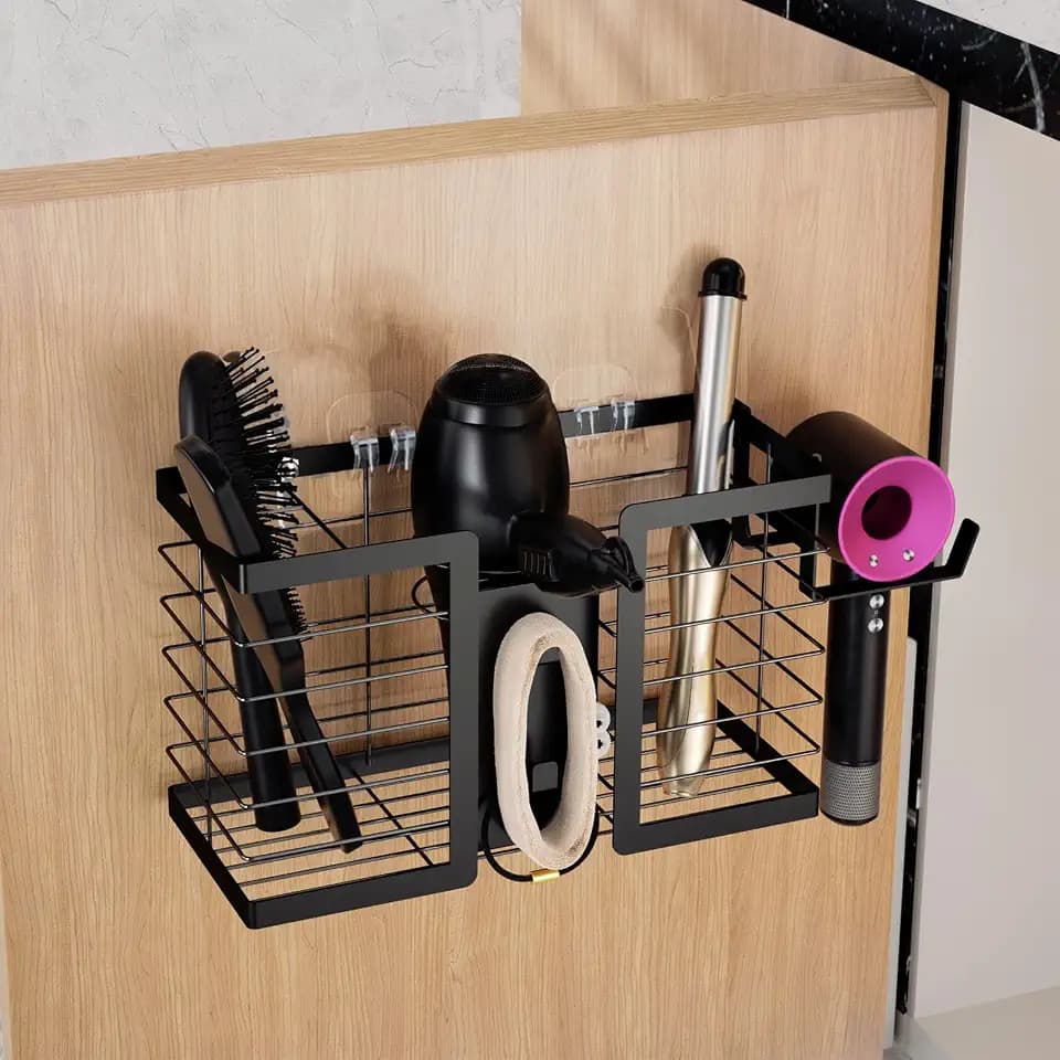 FUNKYLEE 3-in-1 Universal Hair Tool Organizer Wall Mount, Black