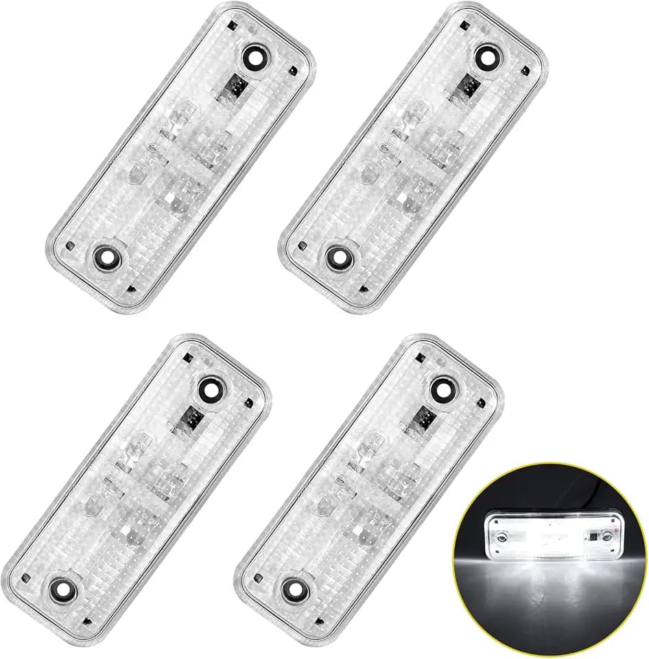PROZOR 4 tlg. LED Seitenleuchte für LKW Anhänger Traktor Anhängerbeleuchtung Seitlich Seitenmakierungsleuchte Positionsleuchte Side Lights, E Geprüft, IP67 Wasserdicht, Universal 12V 24V, Weiß