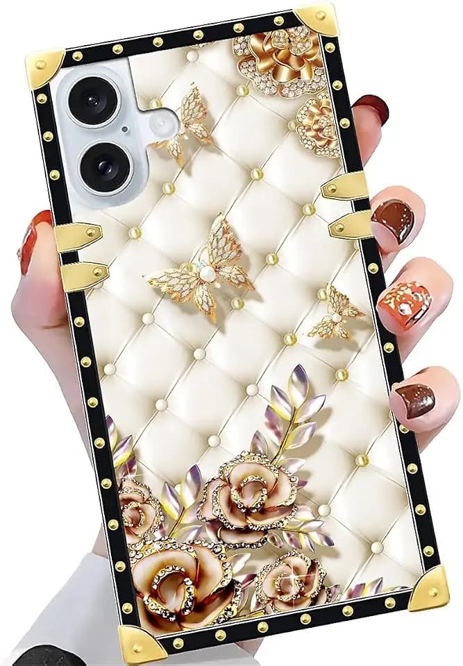 Case Compatible with iPhone 16 Plus Case,Luxury Soft TPU & Hard PC Back for Girls Women,Shockproof Protective Cover,Diamond Butterfly