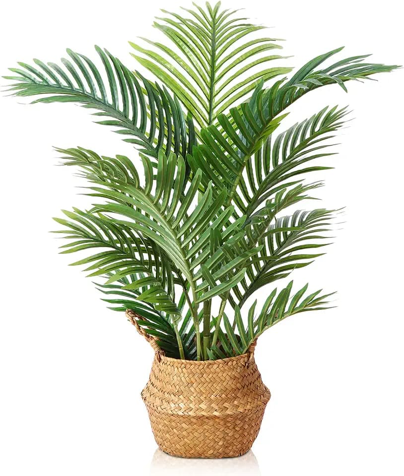 LOMANTO Fake Majesty Palm Plant 3Ft Artificial Plants Indoor with Basket