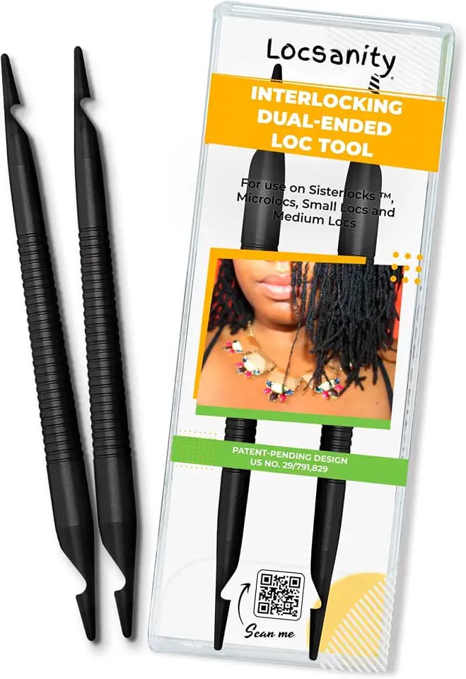 Interlocking Tool for Locs - Locsanity Dual-Ended Metal Retightening Tool for Sisterlocks, Microlocks, Dreadlocks - Professional Crochet Needle for Easy Loc Maintenance & Hair Styling - 2 Pack