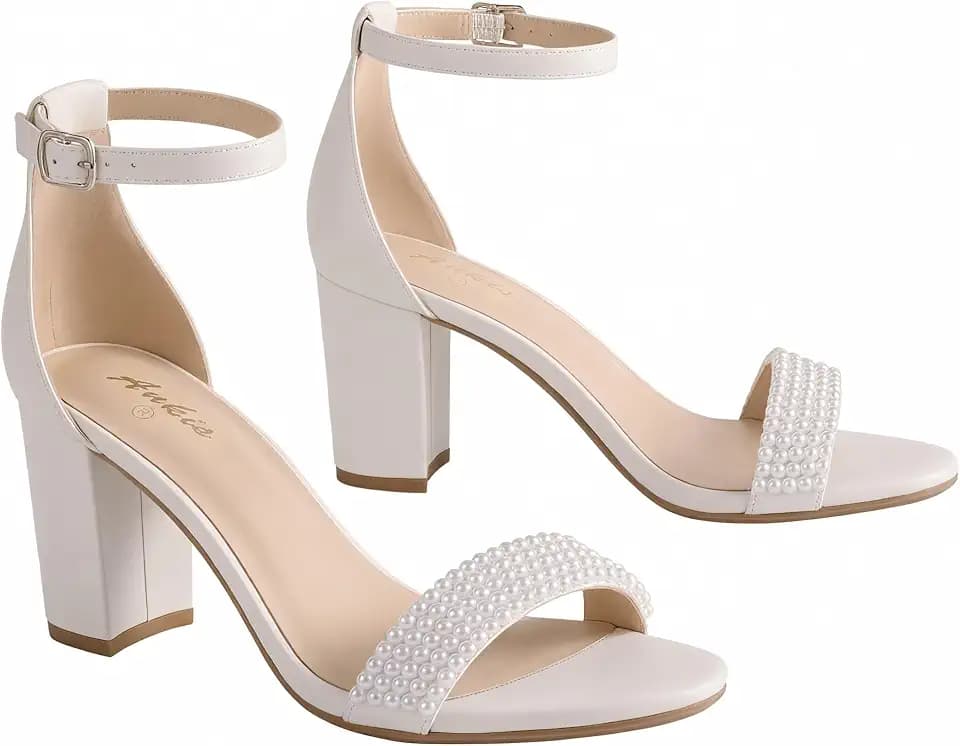 Ankis Heels for Women Open Toe Ankle Strap Chunky Heel Sandals 2.75 Inch