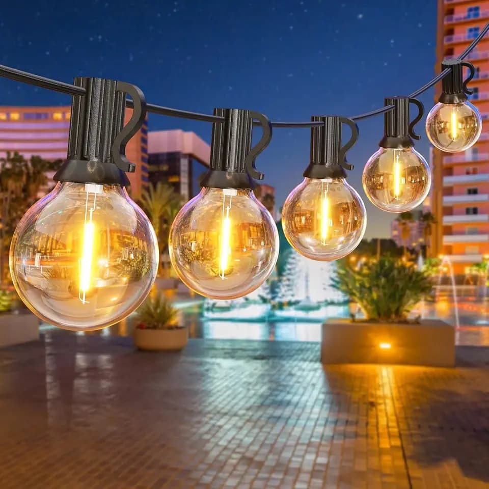 GPATIO Outdoor String Lights, 25FT G40 Bulbs Shatterproof Patio Lights, Waterproof Dimmable Hanging Outdoor Lights, Connectable LED Outside Lights for Backyard Yard Gazebo Porch Party