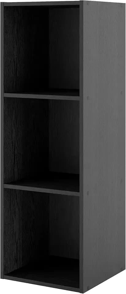 Homes: Inside + Out Apexa 3-Cube Storage Organizer Shelves, Stackable Wood Bookcase Fits Cubby Bins for Organization, Dorm Teen Room Decor & Home Office, Black