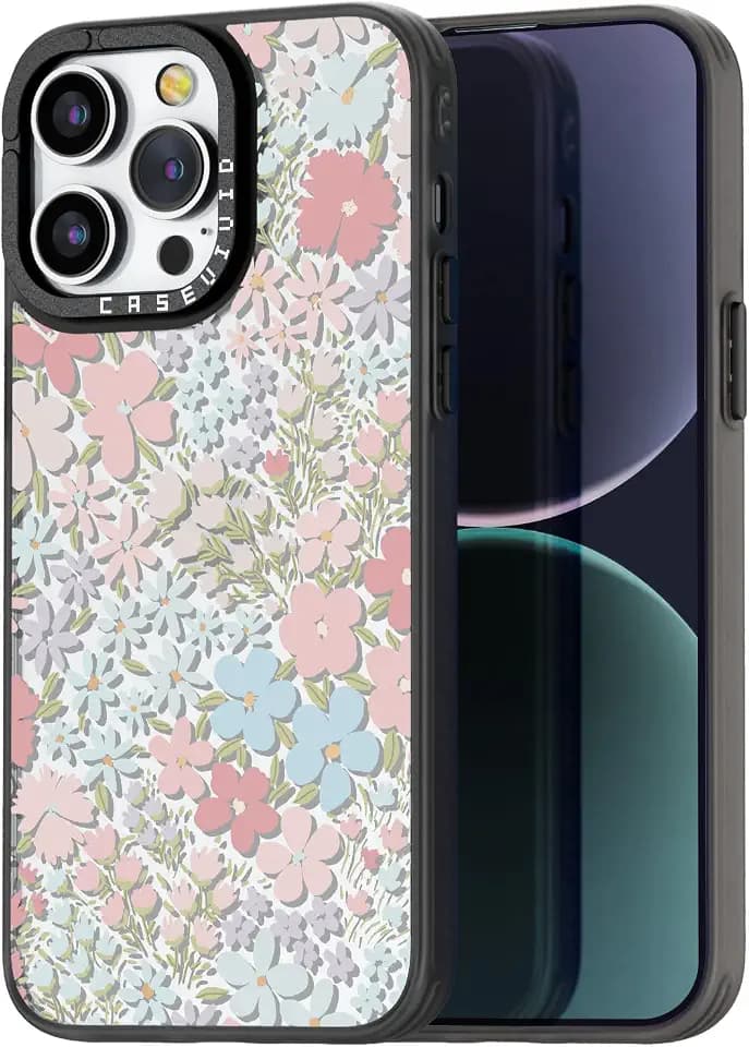 for iPhone 14 Pro Case Aesthetic Black, Pink Spring