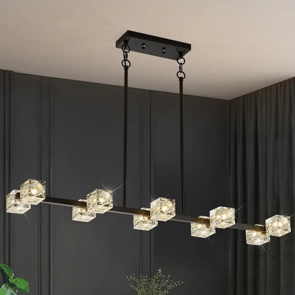 Black Gold Crystal Sputnik Chandelier 10-Light 43" Pendant Light