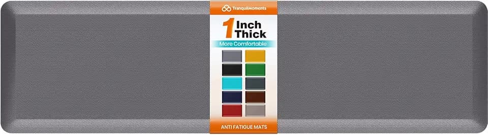 1-Inch Thick Anti-Fatigue Mat for Kitchen and Standing Desk, 20"x72", Grey