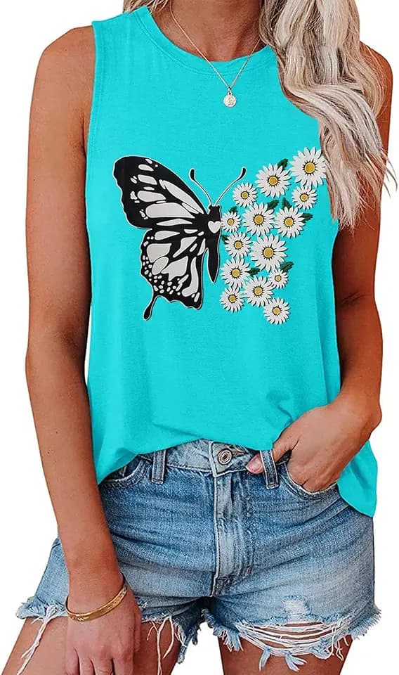 IRISGOD Womens Tank Tops Loose Fit Summer Cute Graphic Sleeveless Shirts