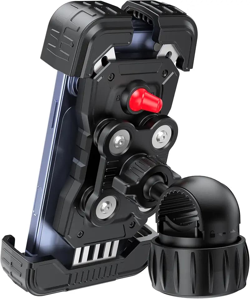 TECKNET Handyhalterung Motorrad, Handyhalter Fahrrad-Doppelt Vibrationsgedämpft Handy Motorradhalterung, 360° Drehbar Lenker Halterungfür iPhone 17 16 15 Pro Max Samsung 4,7-6,8" Smartphone