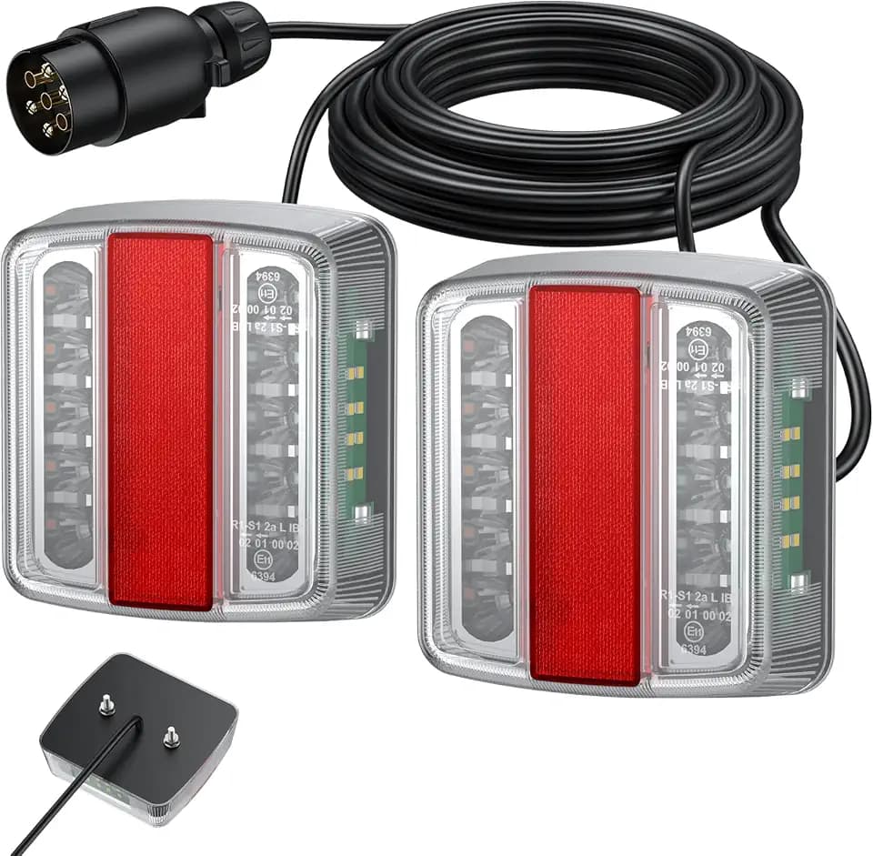AUTOUTLET Rückleuchten Set für Anhänger, Schraubenmontage - 7,5m Kabel & 7 poliger Stecker, 18 LED ultrahelle Rückleuchten Rücklicht Anhängerbeleuchtung 12V Anhänger Beleuchtung mit E11-Standard(Weiß)